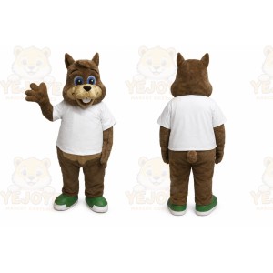 Brown Chipmunk Mascot Costume with Custom Logo