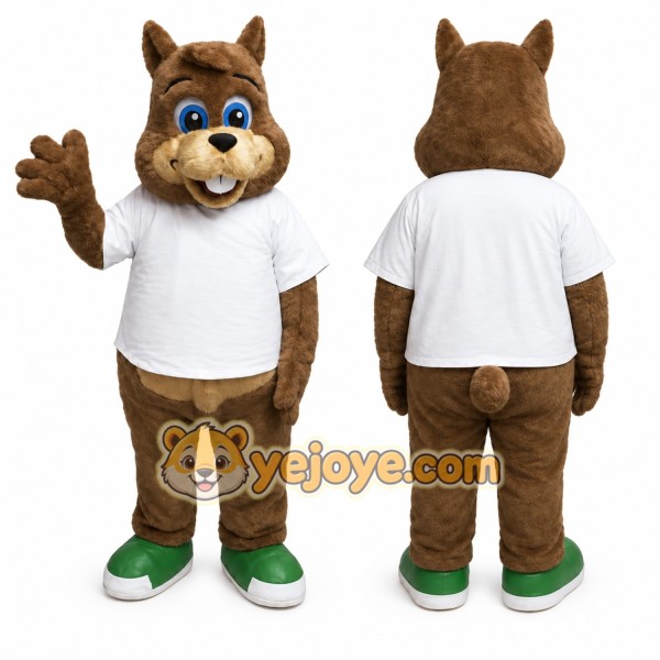 Brown Chipmunk Mascot Costume with Custom Logo