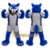 Blue Cat Mascot Costume with Custom Logo