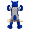 Blue Cat Mascot Costume with Custom Logo