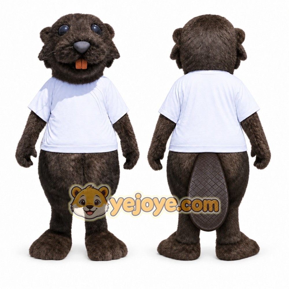 Brown Beaver Mascot Costume with Custom Logo