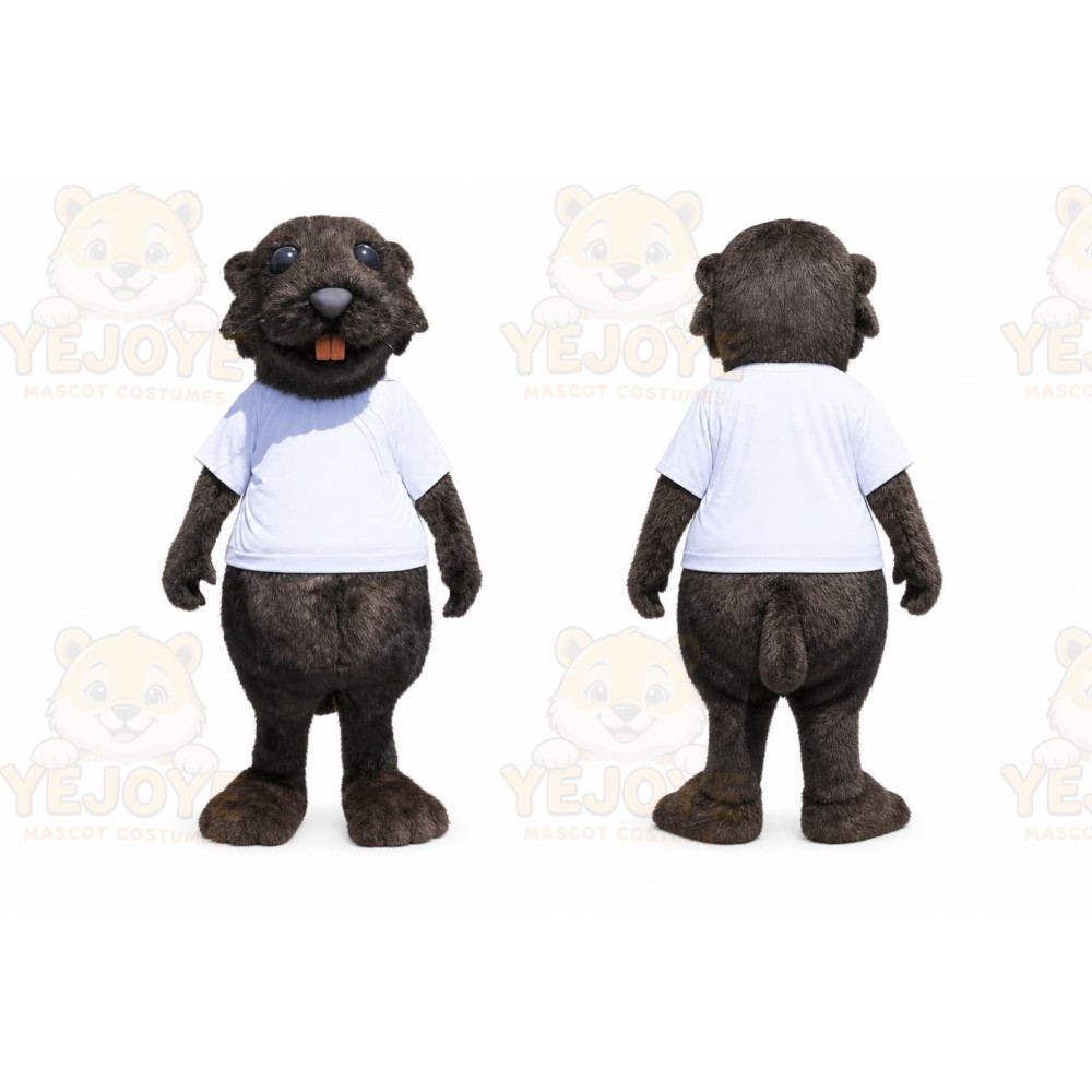 Brown Beaver Mascot Costume with Custom Logo