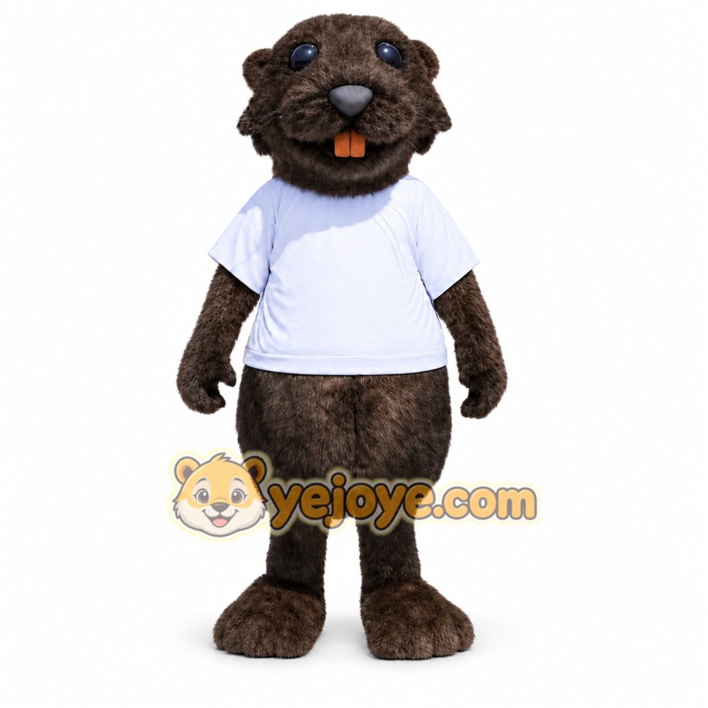 Brown Beaver Mascot Costume with Custom Logo