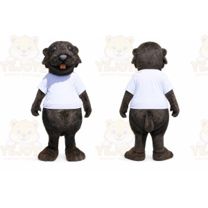 Brown Beaver Mascot Costume with Custom Logo