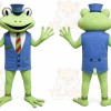 Green Frog Mascot Costume with Custom Logo
