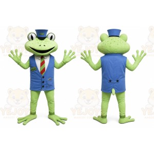 Green Frog Mascot Costume with Custom Logo