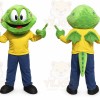 Green Dragon Mascot Costume with Custom Logo