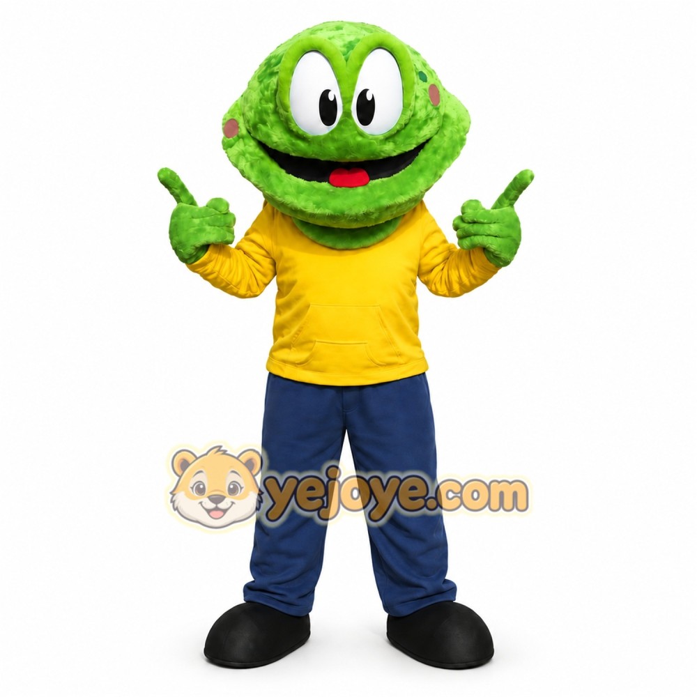 Green Dragon Mascot Costume with Custom Logo