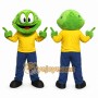 Green Dragon Mascot Costume with Custom Logo