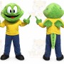Green Dragon Mascot Costume with Custom Logo