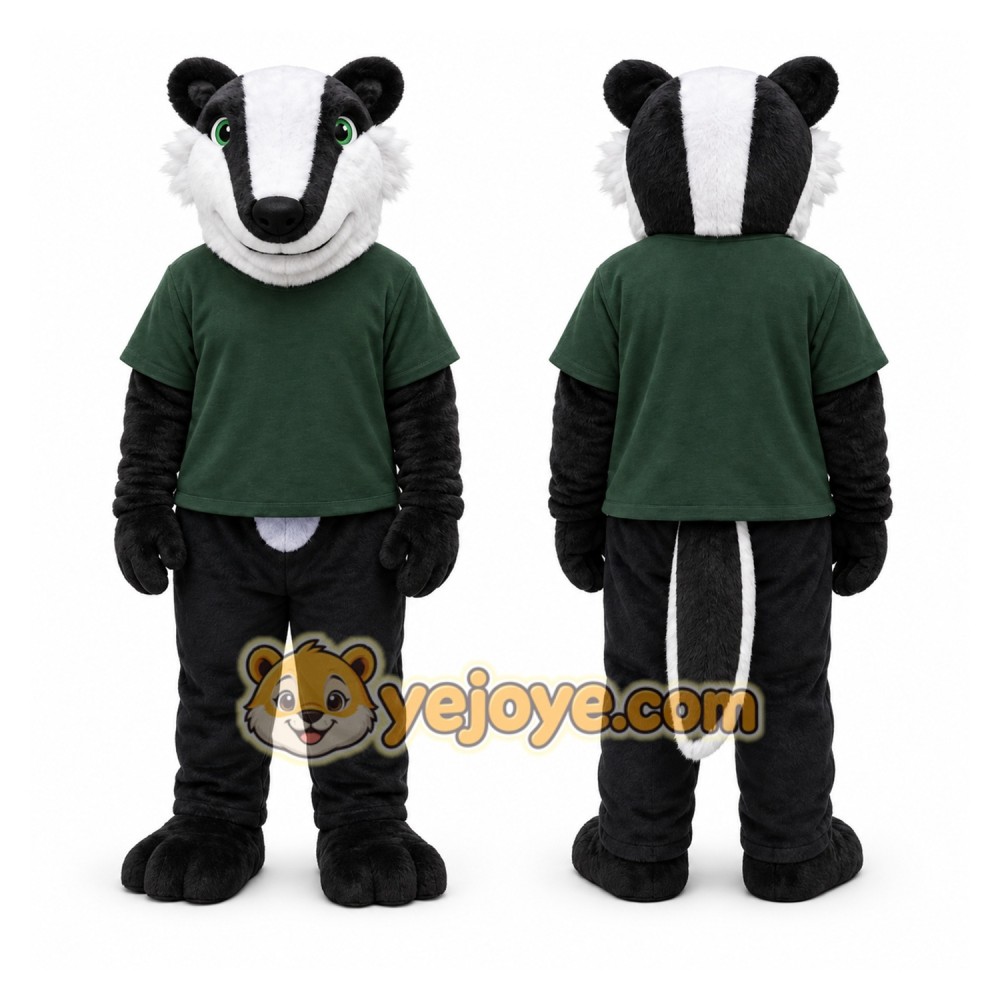 Black Badger Mascot Costume with Custom Logo Black Badger Mascot Costume with Custom Logo