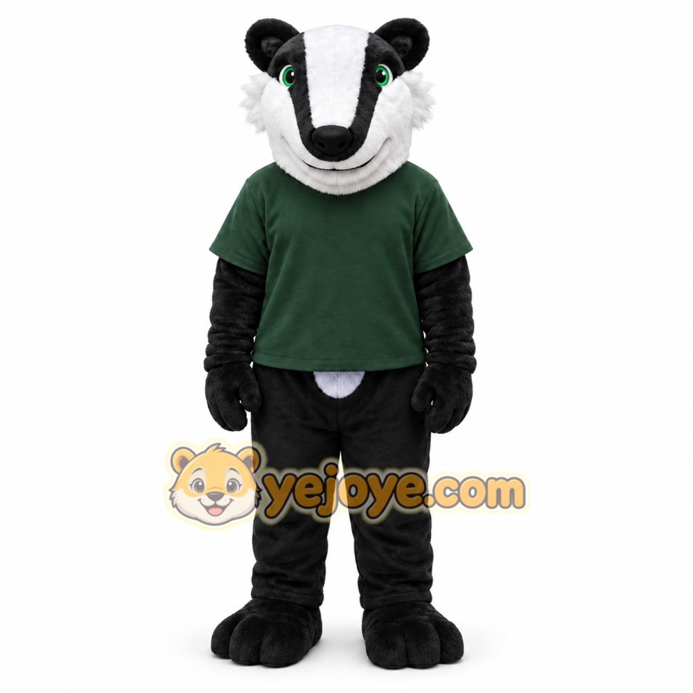 Black Badger Mascot Costume with Custom Logo Black Badger Mascot Costume with Custom Logo