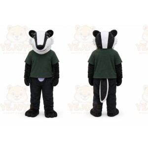 Black Badger Mascot Costume with Custom Logo