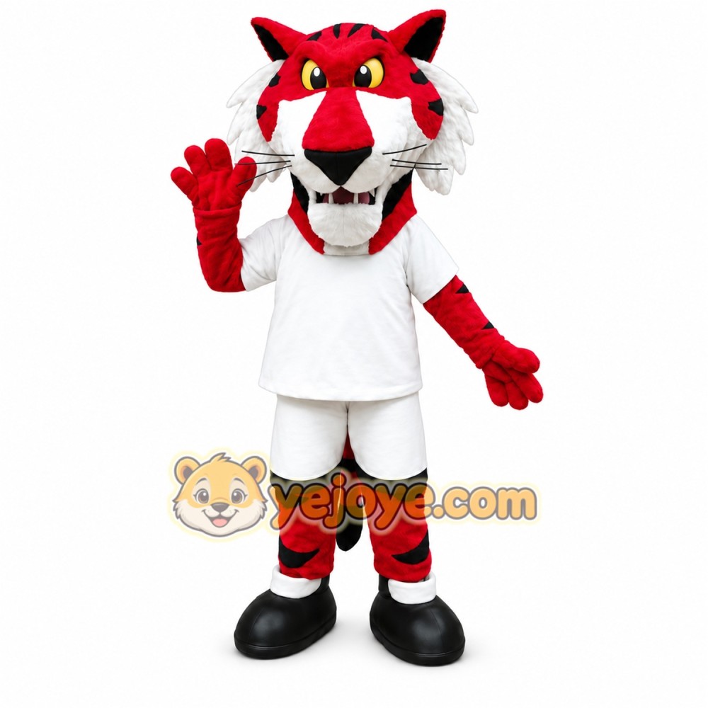 Red Tiger Mascot Costume with Custom Logo Red Tiger Mascot Costume with Custom Logo