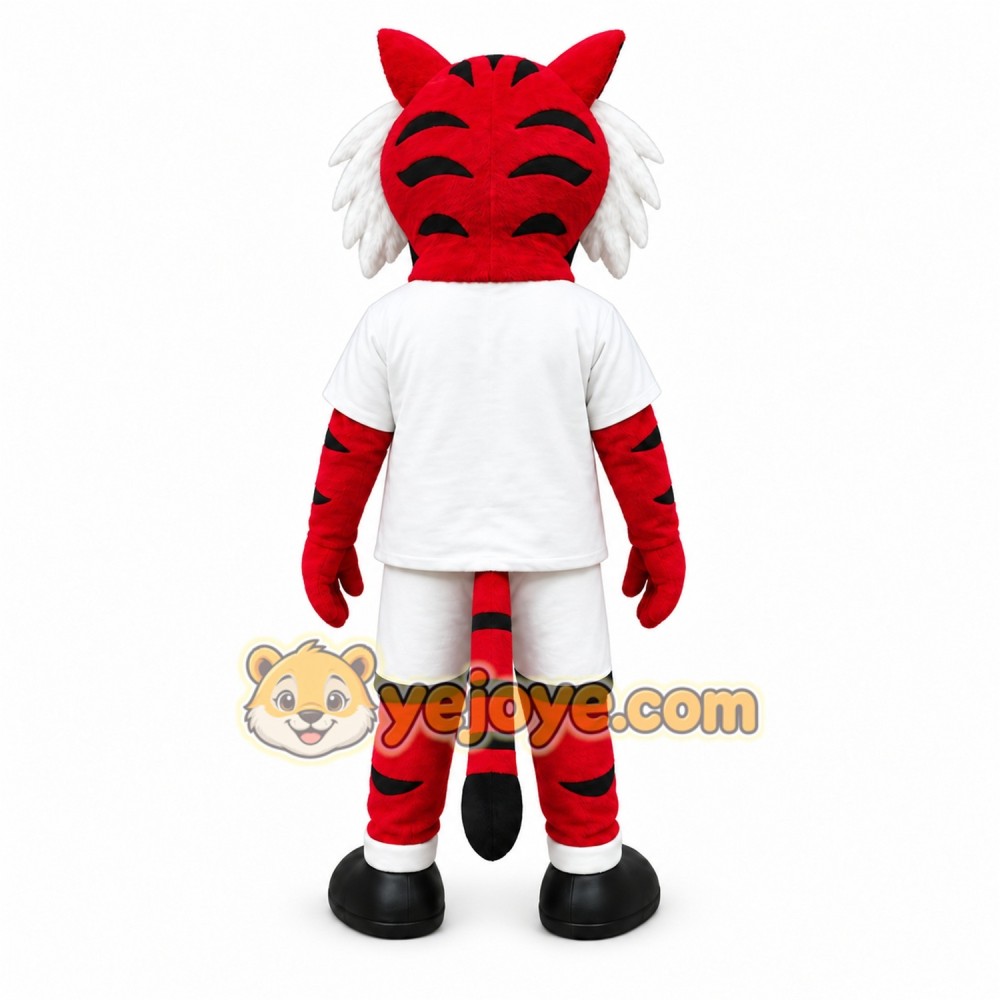Red Tiger Mascot Costume with Custom Logo Red Tiger Mascot Costume with Custom Logo