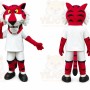 Red Tiger Mascot Costume with Custom Logo