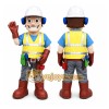 Yellow Construction Worker Mascot Costume with Custom Logo Yellow Construction Worker Mascot Costume with Custom Logo