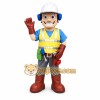 Yellow Construction Worker Mascot Costume with Custom Logo Yellow Construction Worker Mascot Costume with Custom Logo