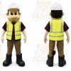 Yellow Construction Worker Mascot Costume with Custom Logo