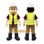 Yellow Construction Worker Mascot Costume with Custom Logo