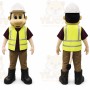 Yellow Construction Worker Mascot Costume with Custom Logo