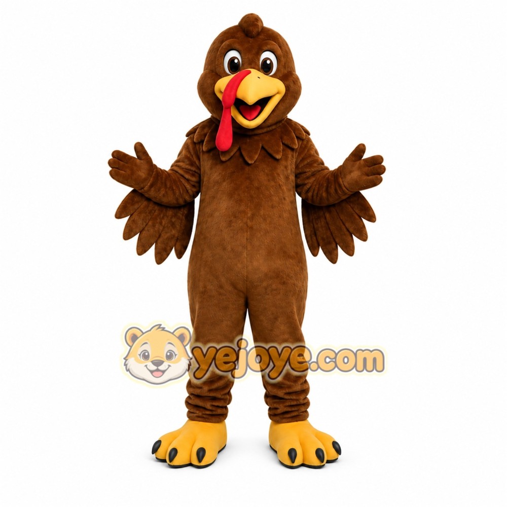 Brown Turkey Mascot Costume with Custom Logo Brown Turkey Mascot Costume with Custom Logo