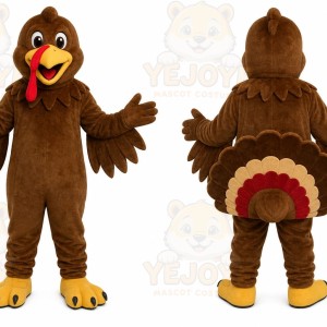 Brown Turkey Mascot Costume with Custom Logo