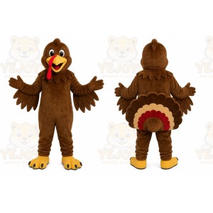 Brown Turkey Mascot Costume with Custom Logo