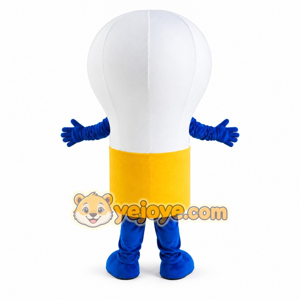 White Light Bulb Mascot Costume with Custom Logo White Light Bulb Mascot Costume with Custom Logo