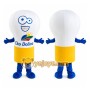 White Light Bulb Mascot Costume with Custom Logo