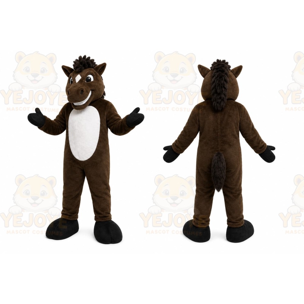 Brown Horse Mascot Costume with Custom Logo