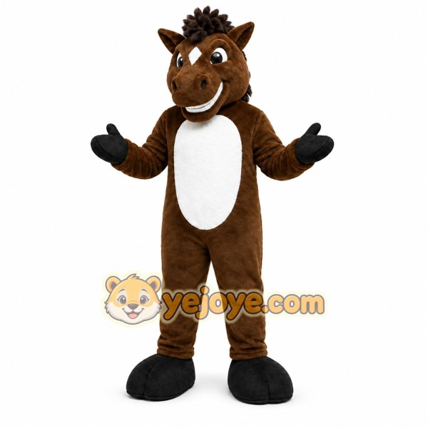 Brown Horse Mascot Costume with Custom Logo