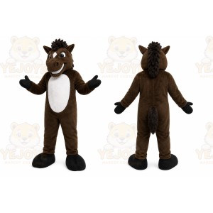 Brown Horse Mascot Costume with Custom Logo
