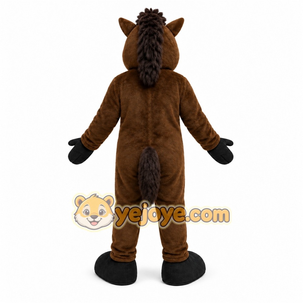 Brown Horse Mascot Costume with Custom Logo