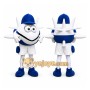 Blue Airplane Mascot Costume with Custom Logo