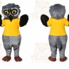 Gray Owl Mascot Costume with Custom Logo