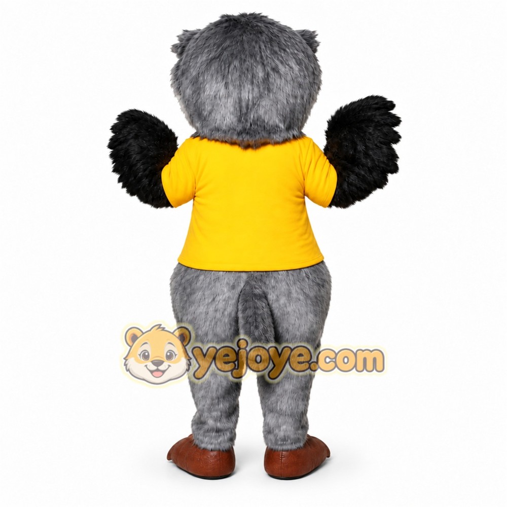 Gray Owl Mascot Costume with Custom Logo Gray Owl Mascot Costume with Custom Logo