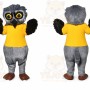 Gray Owl Mascot Costume with Custom Logo
