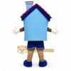 Blue House Mascot Costume with Custom Logo Blue House Mascot Costume with Custom Logo