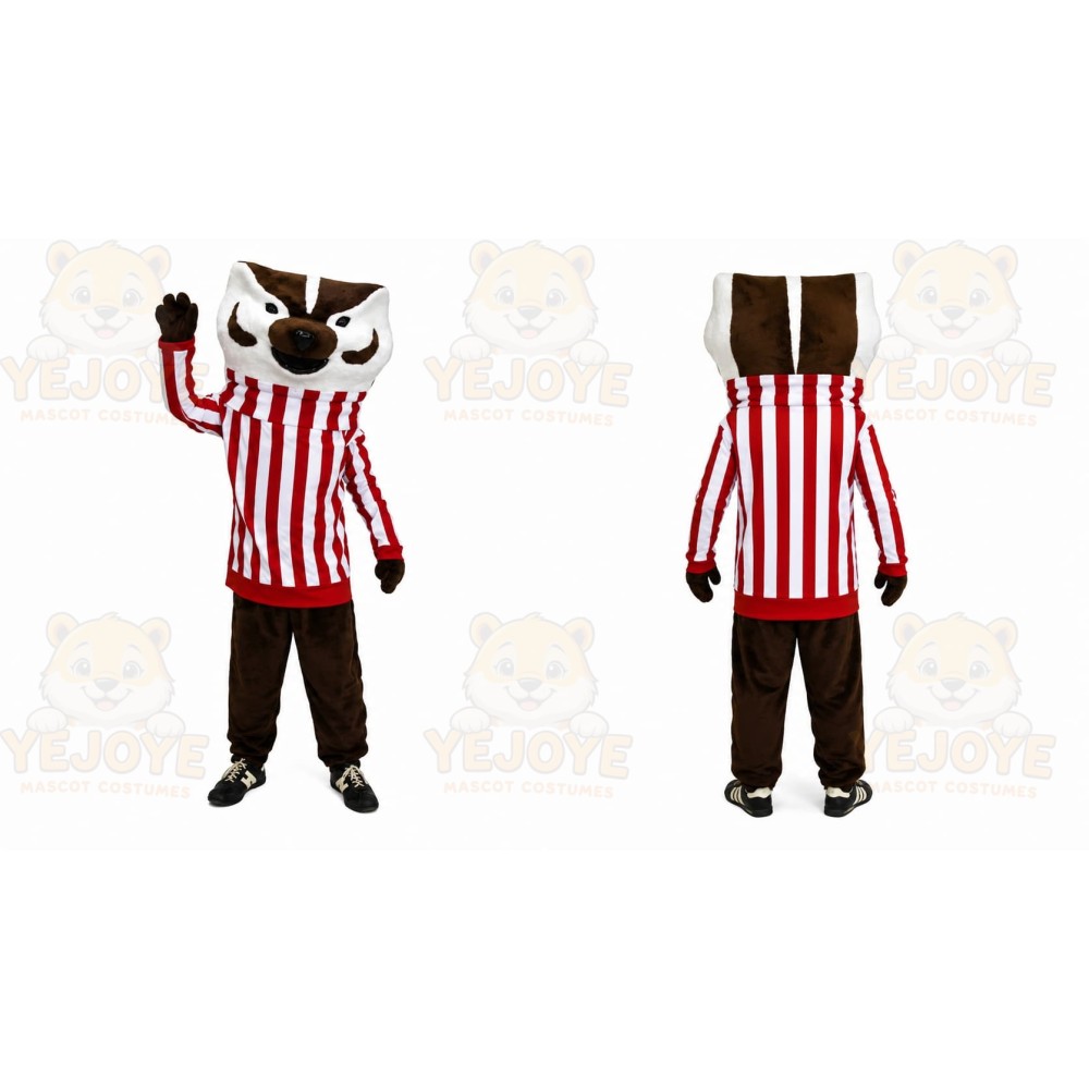 Brown Badger Mascot Costume with Custom Logo