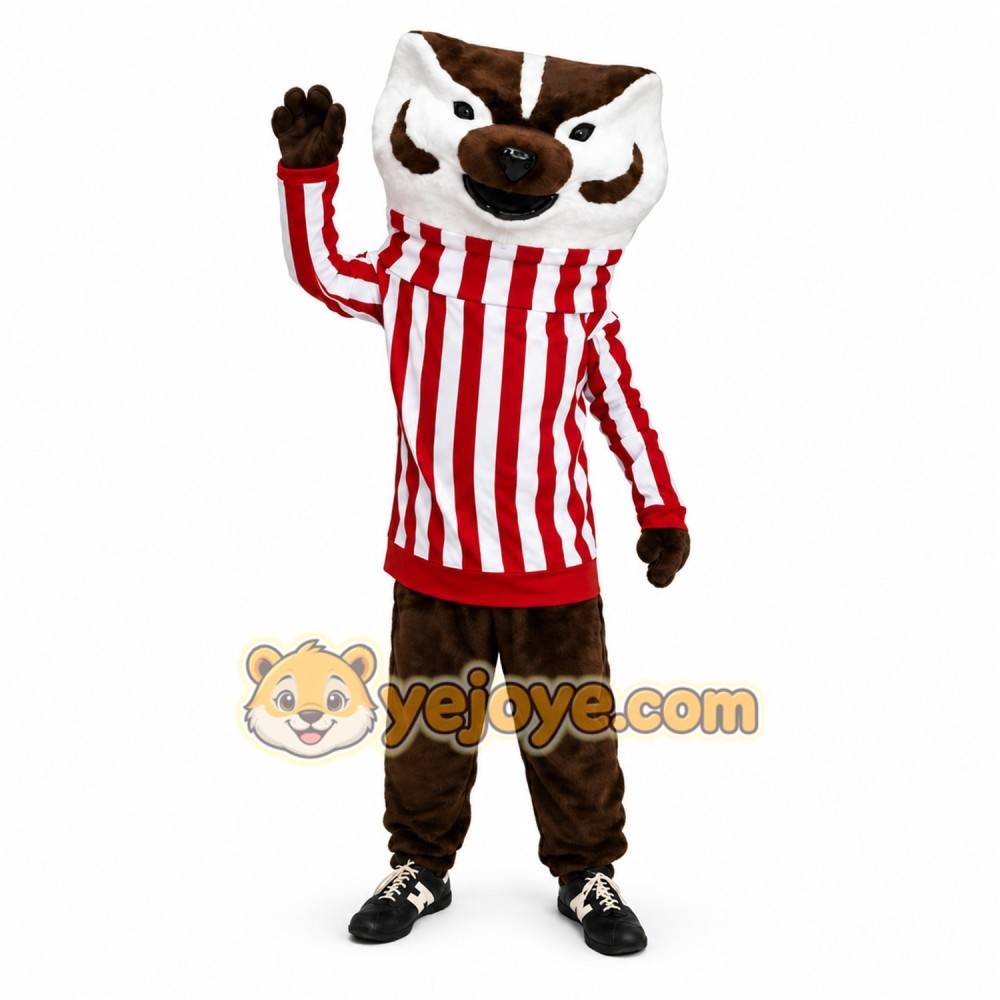 Brown Badger Mascot Costume with Custom Logo