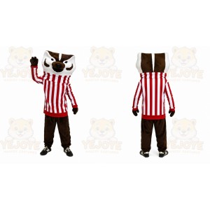 Brown Badger Mascot Costume with Custom Logo