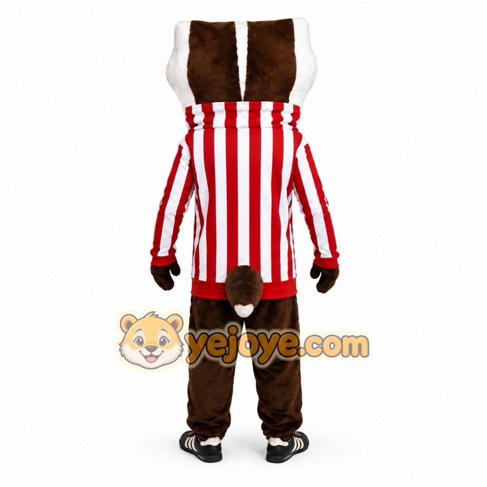 Brown Badger Mascot Costume with Custom Logo