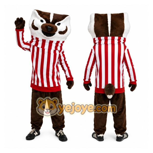 Brown Badger Mascot Costume with Custom Logo