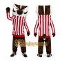 Brown Badger Mascot Costume with Custom Logo