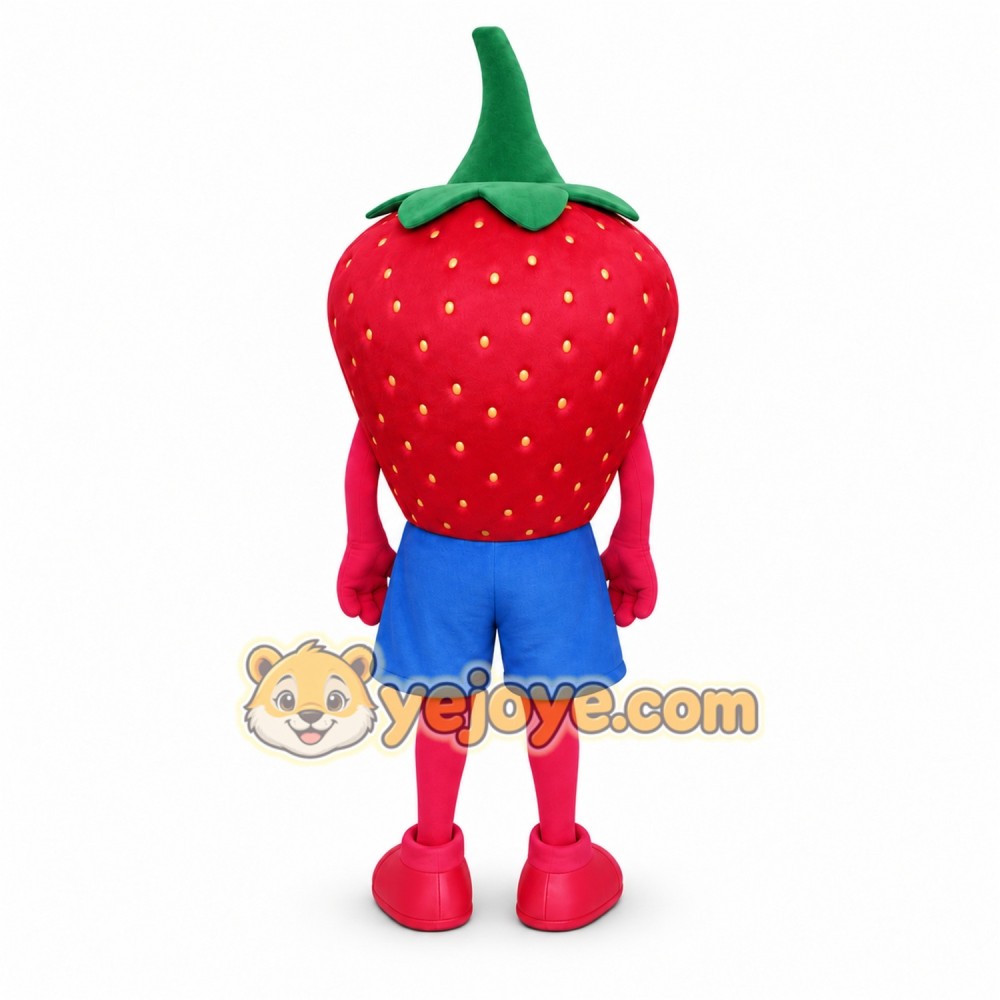 Red Strawberry Mascot Costume with Custom Logo Red Strawberry Mascot Costume with Custom Logo