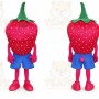 Red Strawberry Mascot Costume with Custom Logo