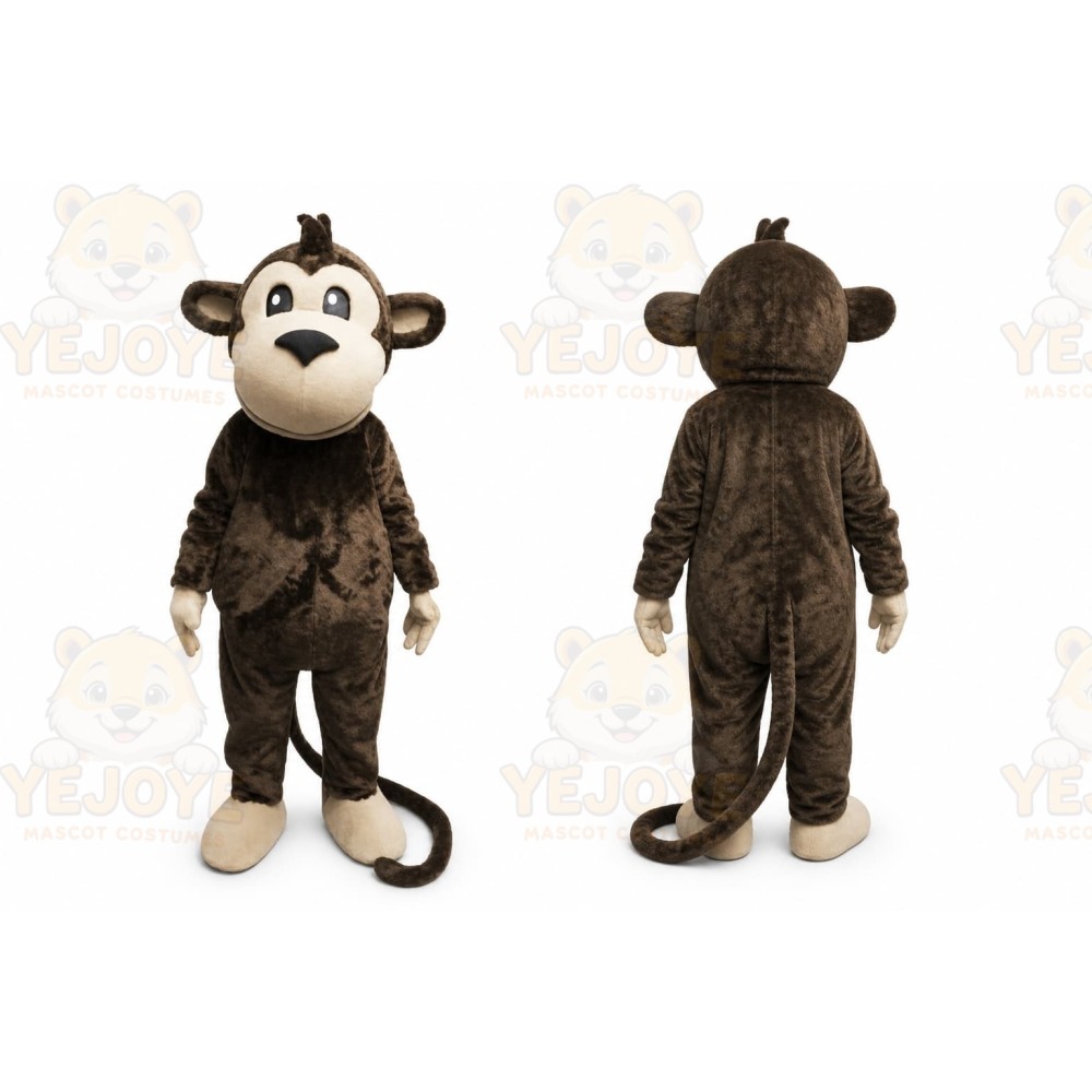 Brown Monkey Mascot Costume with Custom Logo