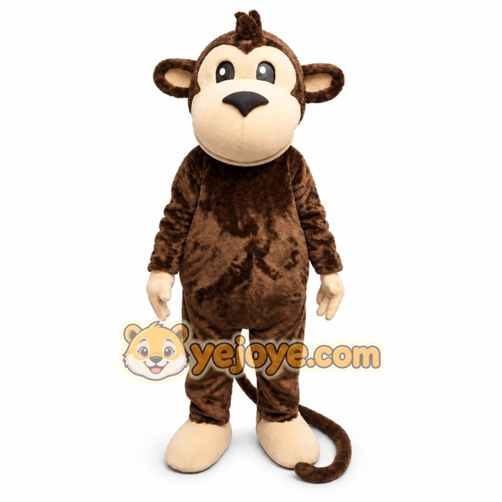 Brown Monkey Mascot Costume with Custom Logo Brown Monkey Mascot Costume with Custom Logo