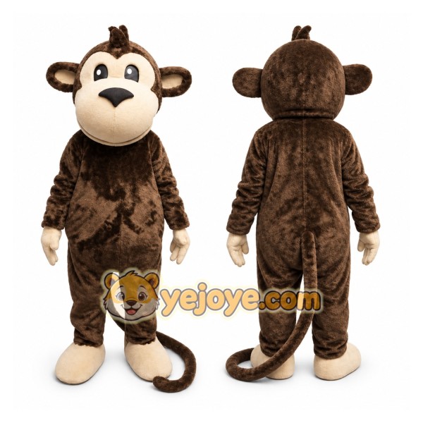 Brown Monkey Mascot Costume with Custom Logo